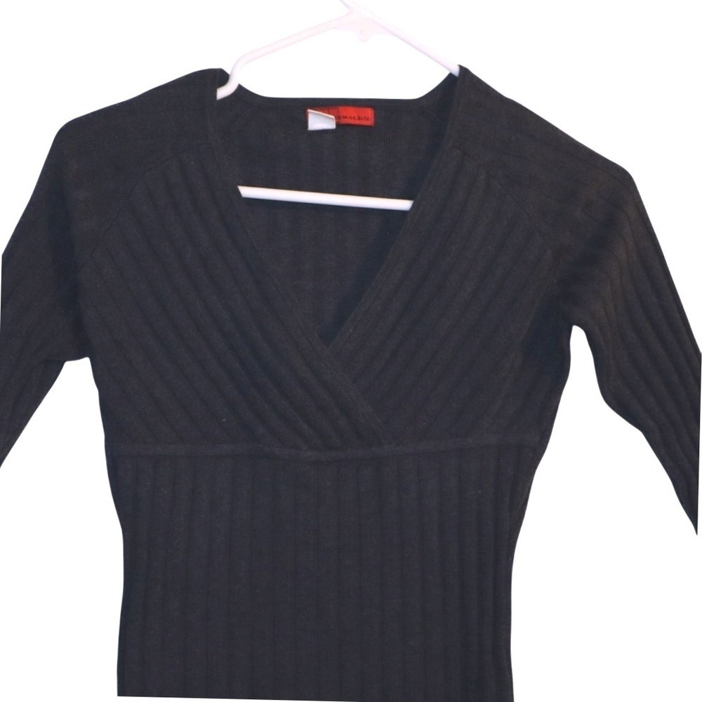Tapemeasure Women's Ribbed V Neck Long Sleeve Sweater Blue Gray Jr Medium EUC - Picture 3 of 10